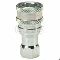 Dixon DQC H Industrial Interchange Poppet Valve Female Coupler, 3/8 Nominal, Female BSPP, Steel 3HBF3